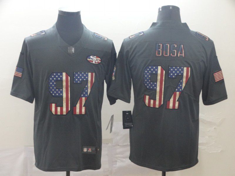 Men San Francisco 49ers #97 Bosa Carbon Black Retro USA flag Nike NFL Jerseys->oakland raiders->NFL Jersey